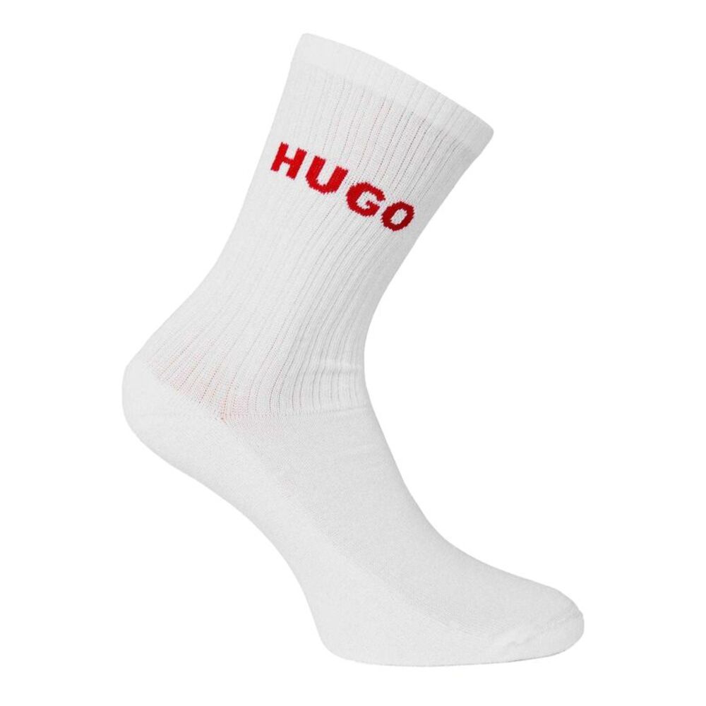 Hugo Unisex Adult Embroidered Logo Crew Socks / White